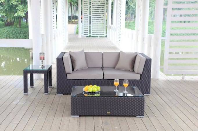 Rattan Lounge - Sofa braun