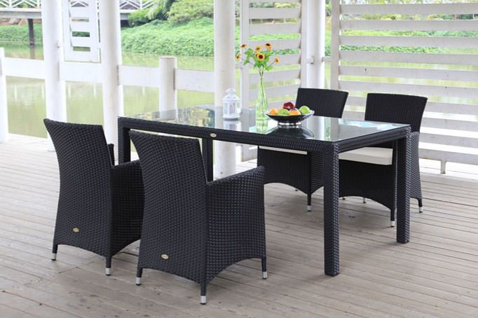 Gartenmöbel Esstisch Set schwarz