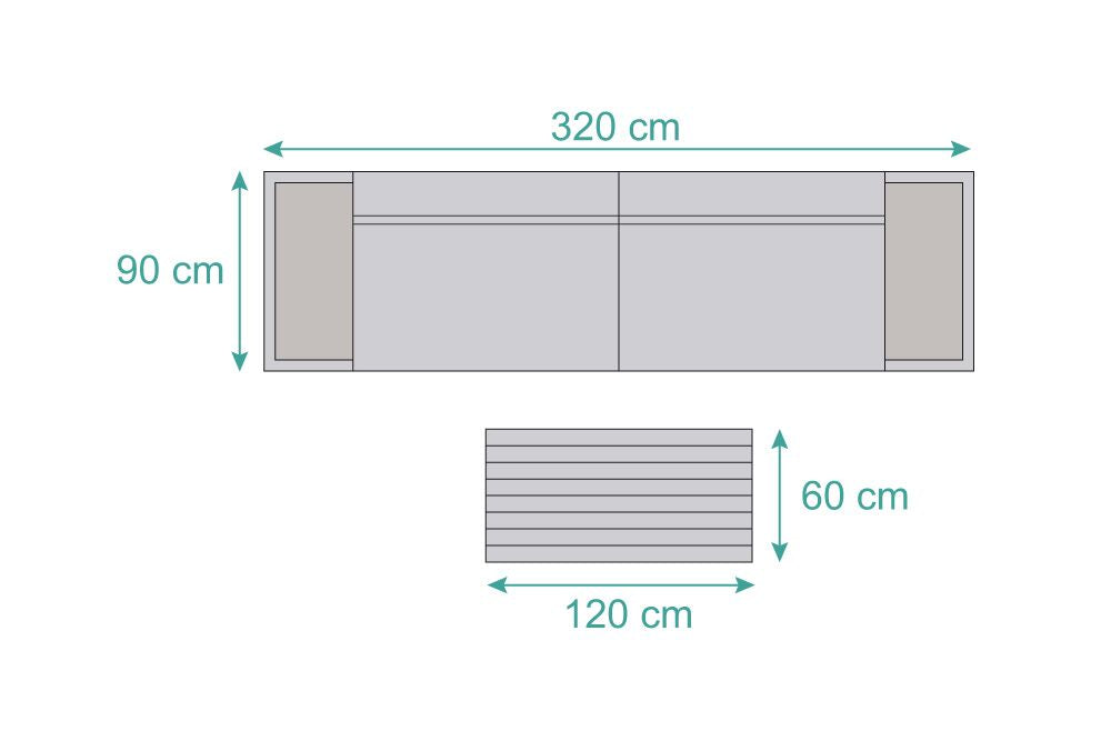 Outdoor Garten Lounge Sofa Sanya grau für vier Personen mit bequemen Kissen