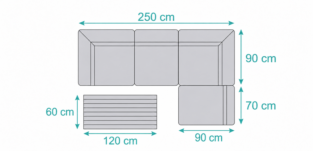 Outdoor lounge Fynn sand brown with table