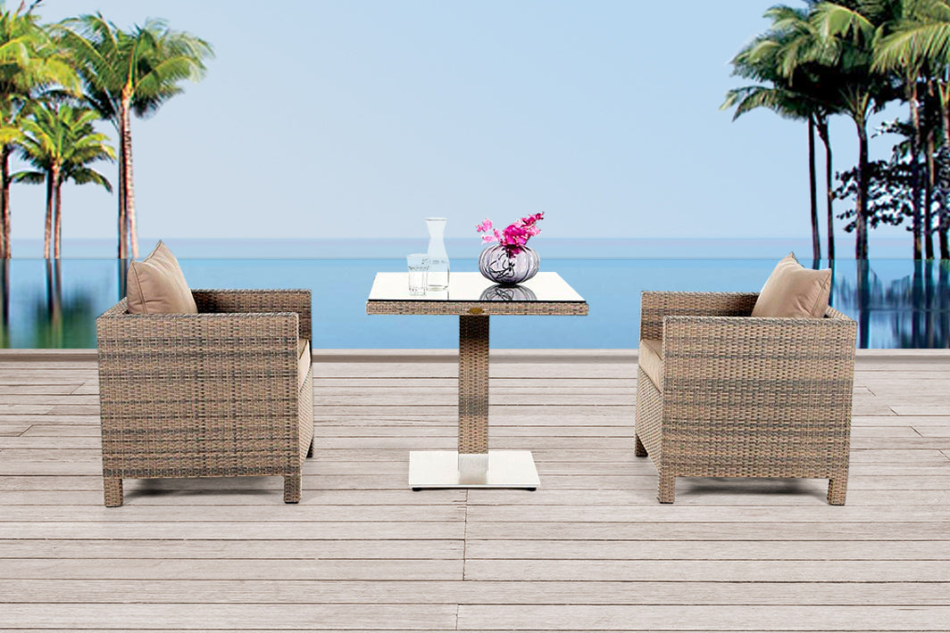 Gartenmöbel Rattan Gartentisch Set Sola sandstorm