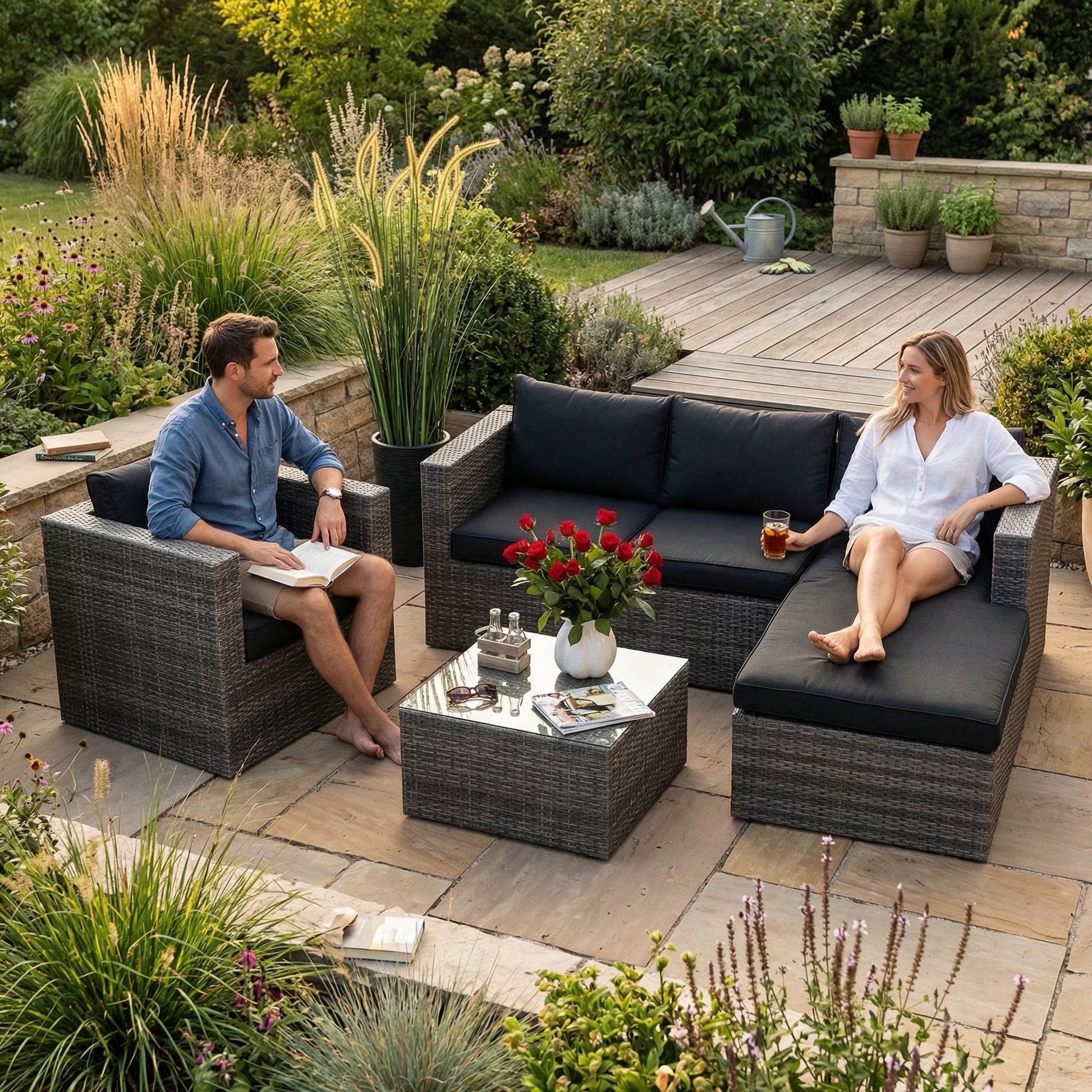 Bombay Gartenmöbel Lounge mix in grau für Outdoor-Bereiche mit bequemen Sitzflächen