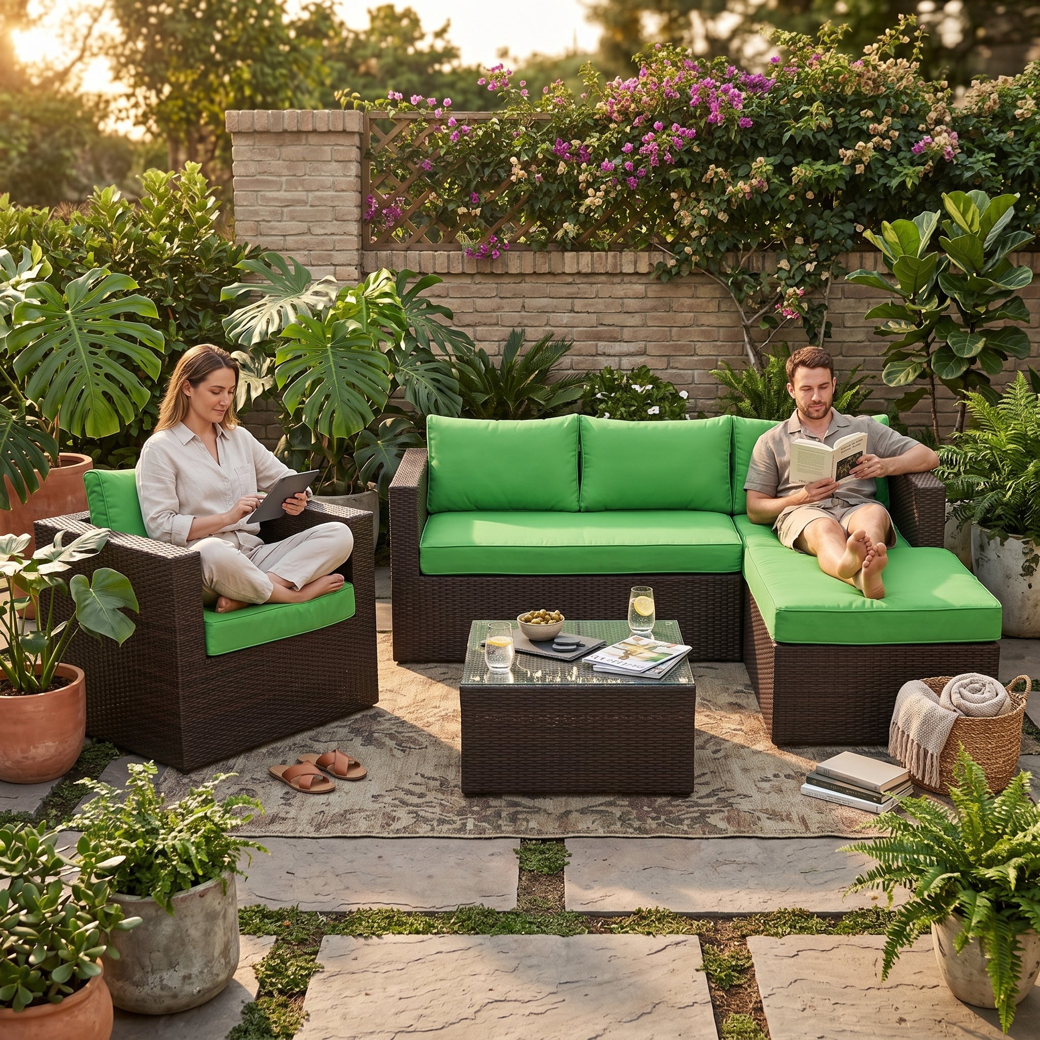 Outdoor Bombay Gartenmöbel Lounge Überzug in grün für entspannte Gartenmomente