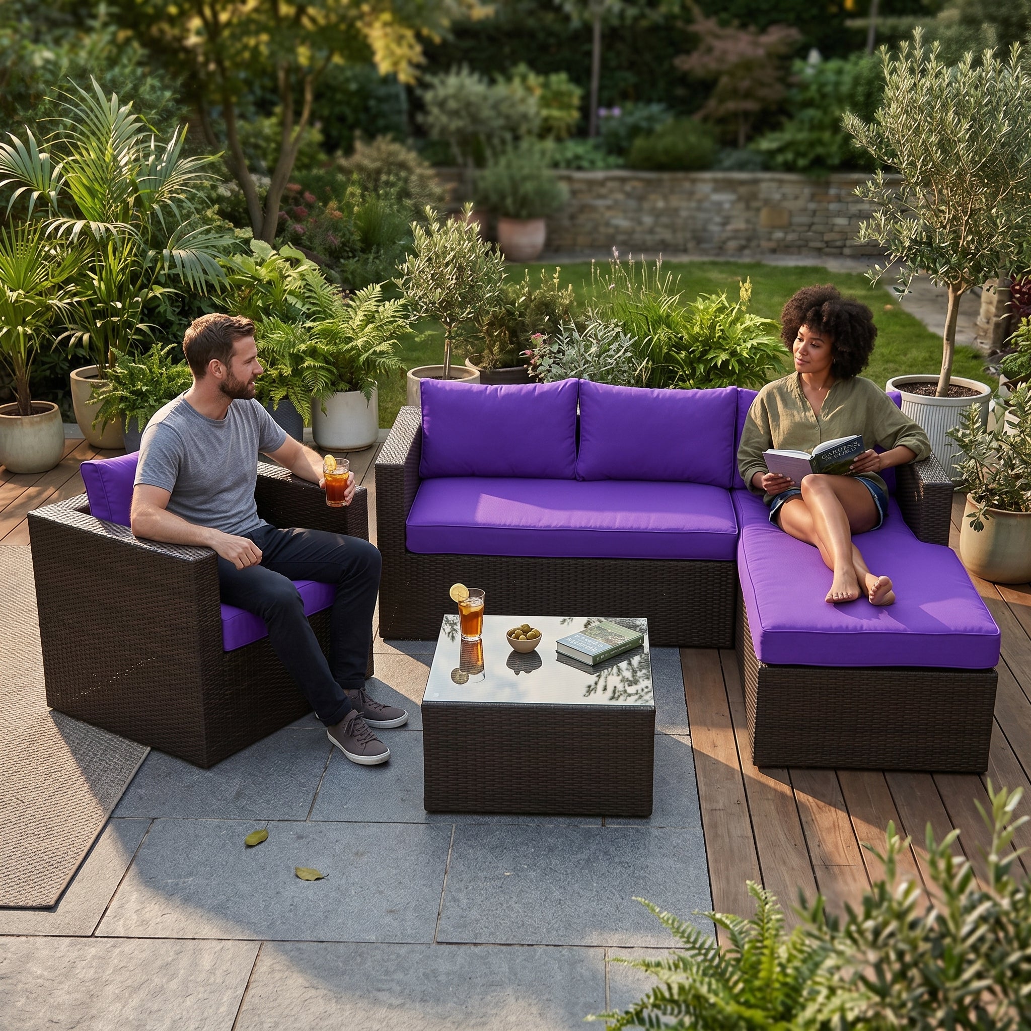 Bombay Gartenmöbel Lounge Überzug in violett für Outdoor-Bereich
