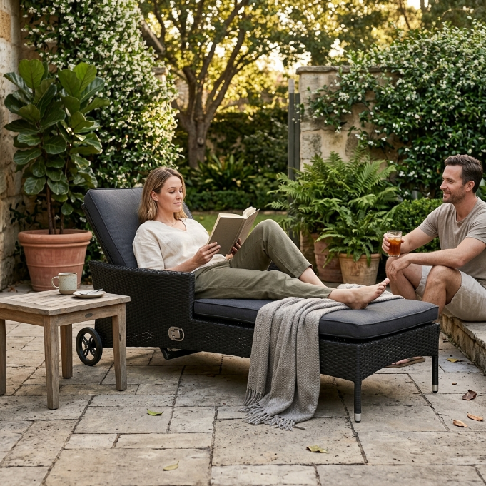 Bombay Liegestuhl Überzug schwarz für gemütliche Outdoor Lounge im Garten