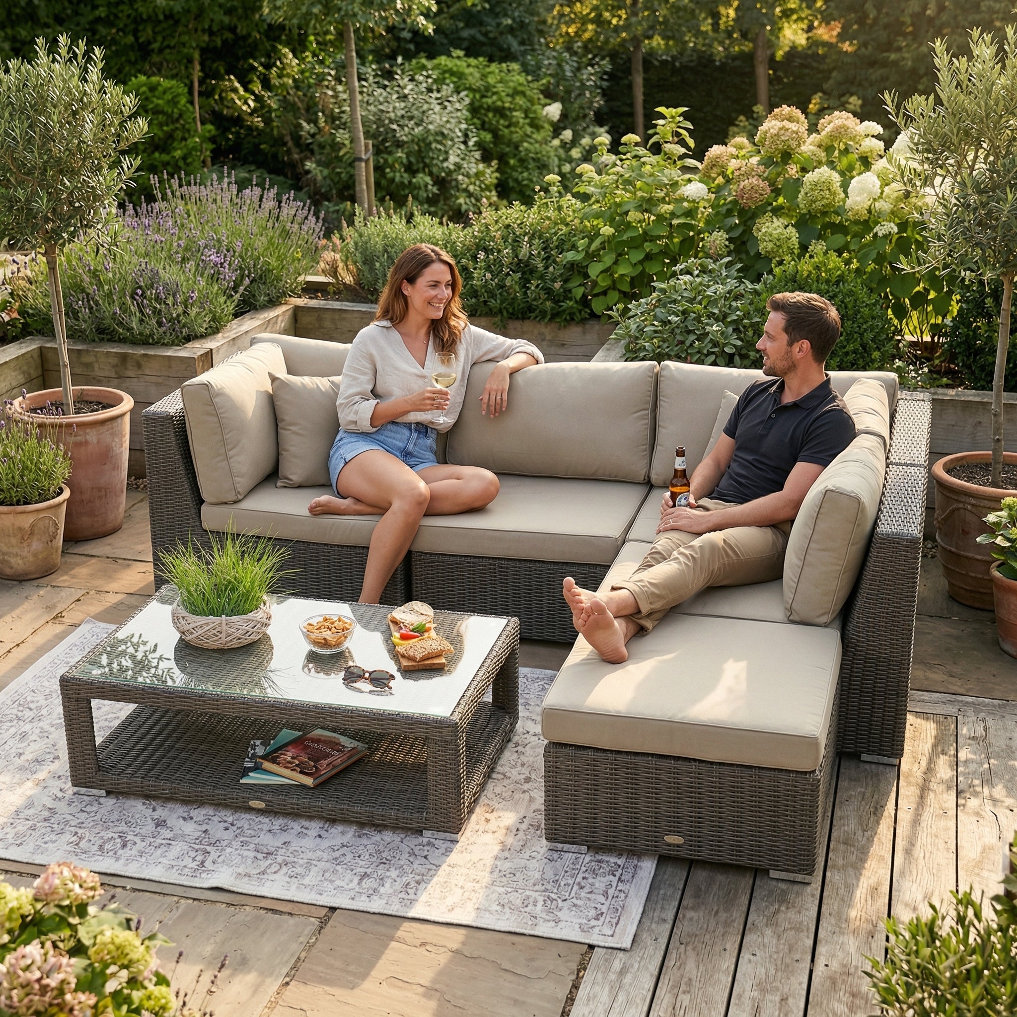 Cloe rattan lounge round brown