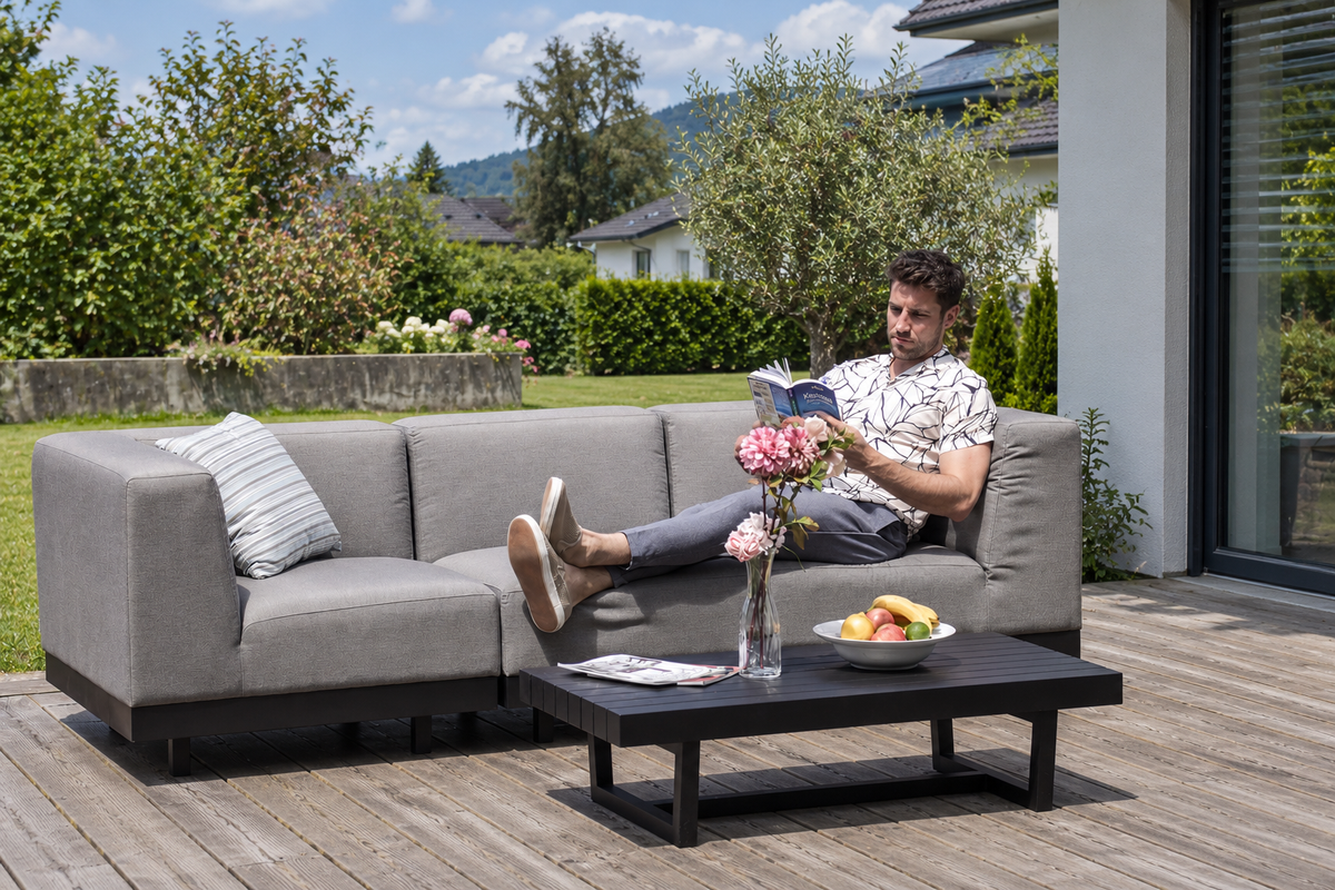 Outdoor lounge Fynn sand brown with table