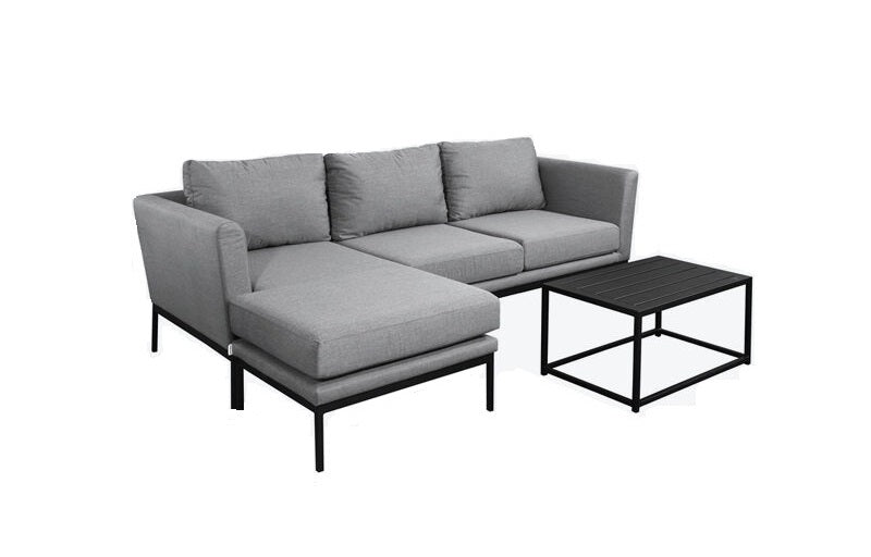 Gartenlounge Ellbrella rechts mit 1x Sessel grau