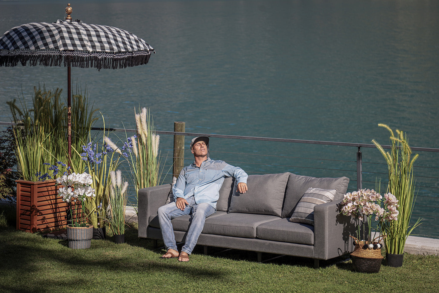 Seven 3-Sitzer Sofa Allwetter grau