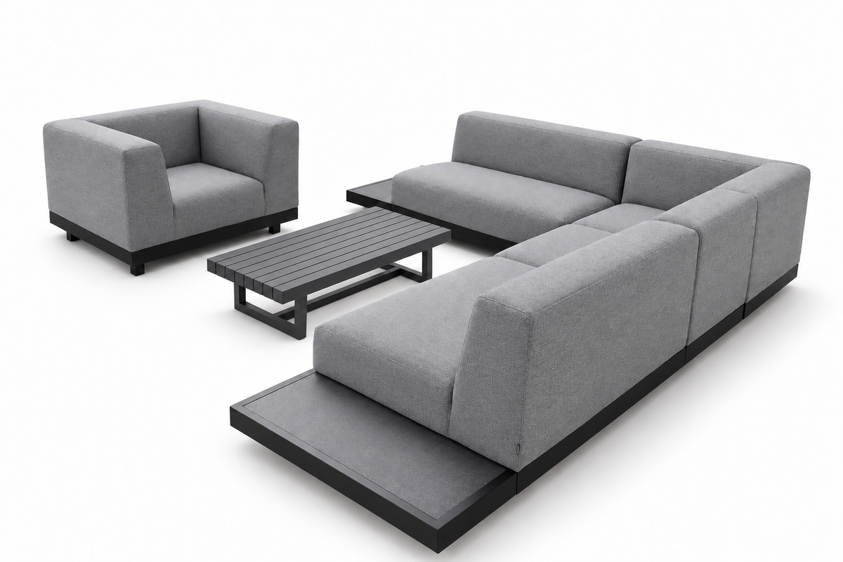 Modern outdoor lounge Samu weatherproof seat cushion gray