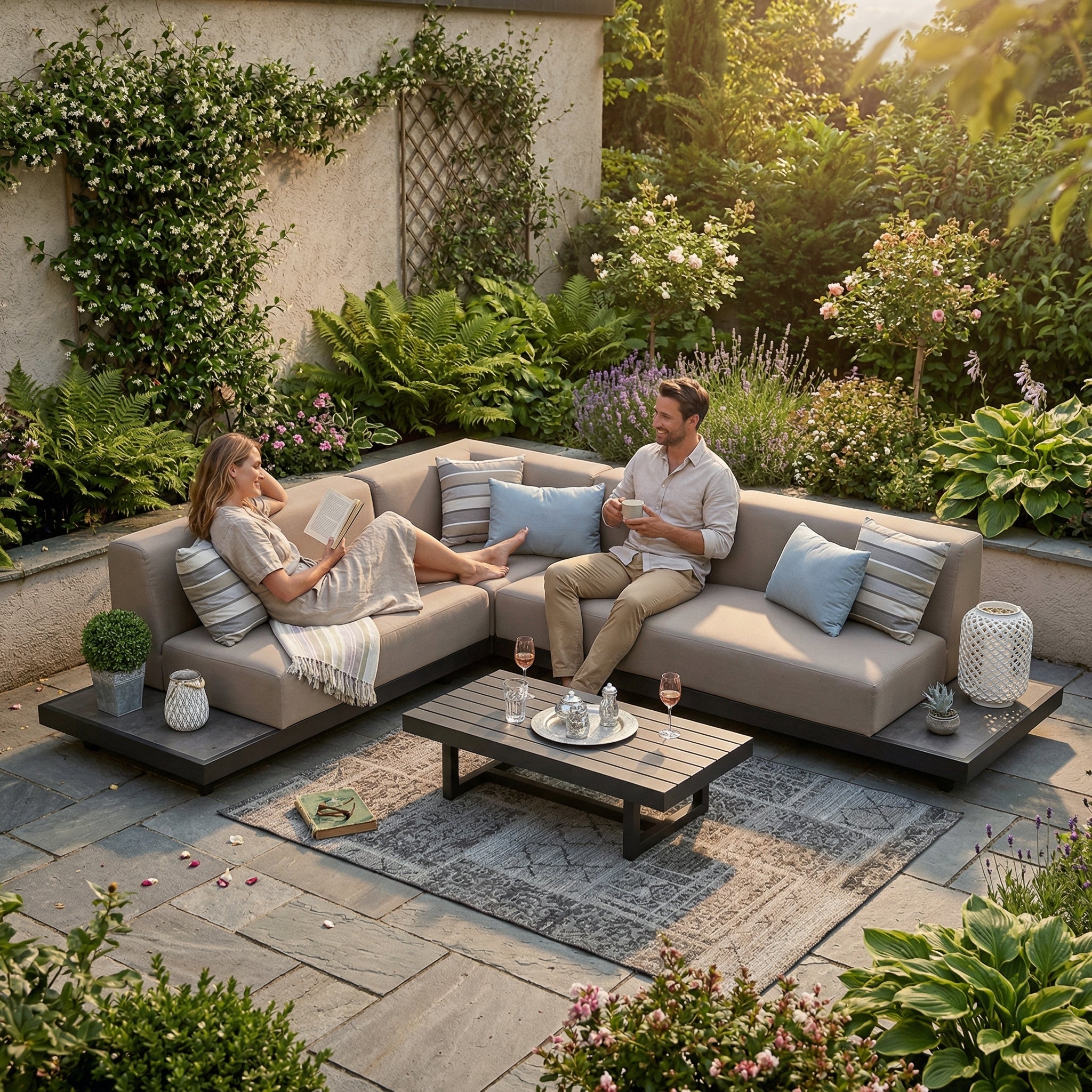 Gartenlounge Samu sandbraun