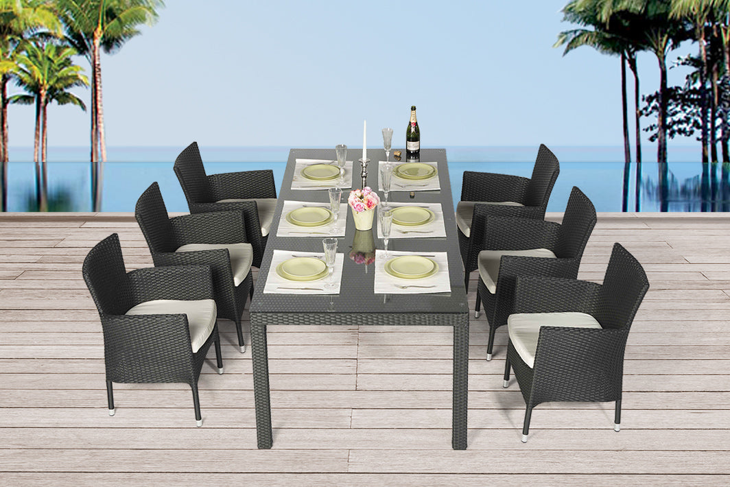 Gartenmöbel Rattan Gartentisch Manitu 220 schwarz