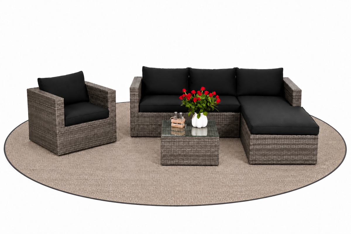 Bombay Gartenmöbel Rattan Lounge mix grau