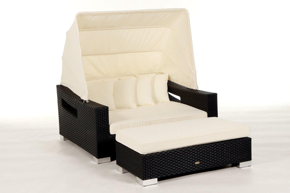 Rattan Liege Capri Chair, Bank mit Polster