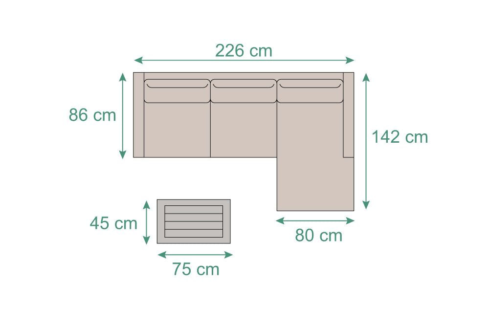 Gartenlounge Ellbrella links in anthrazit für Outdoor-Bereich mit Tisch