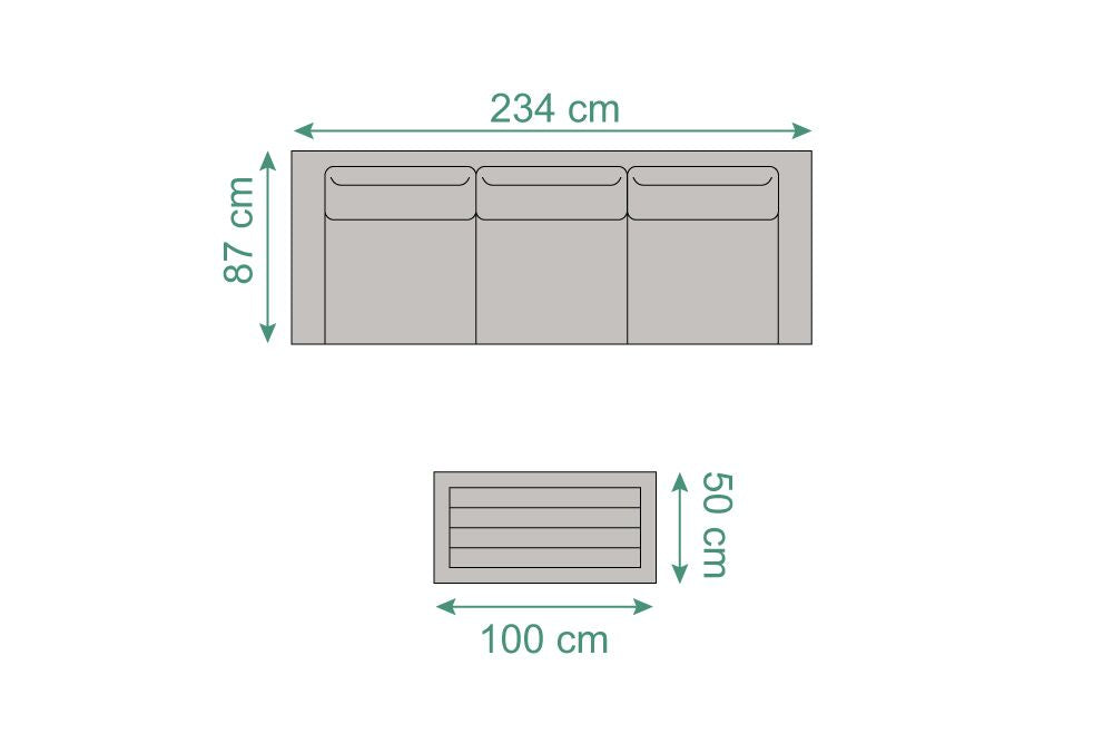 Garten Lounge Surya Sunbrella Outdoor Sofa in sandbraun wetterfest mit Rattan