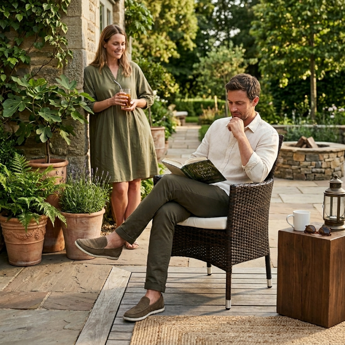 Gartenstuhl Manitu in braun für Outdoor-Bereich mit bequemer Sitzfläche