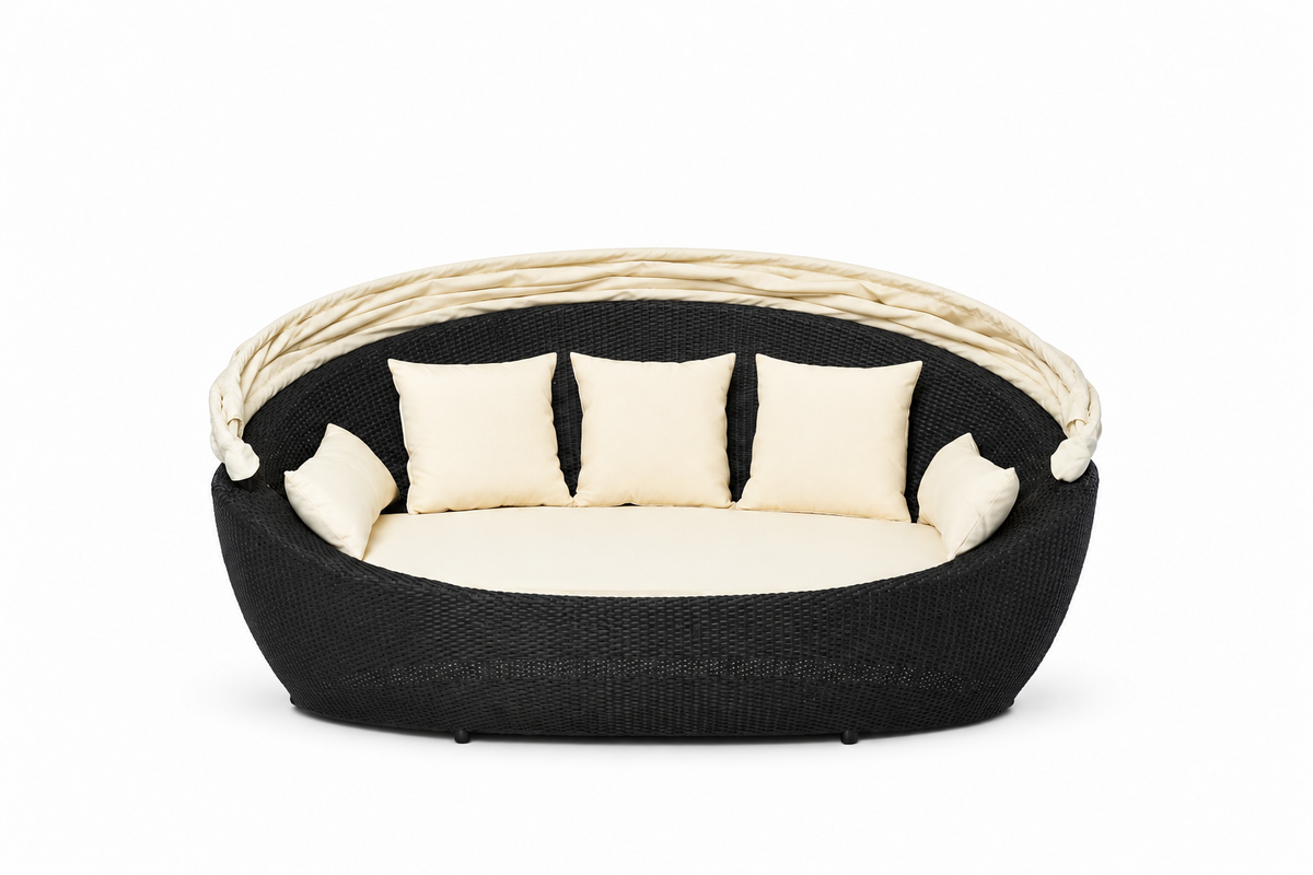 Happy Island rattan lounger black