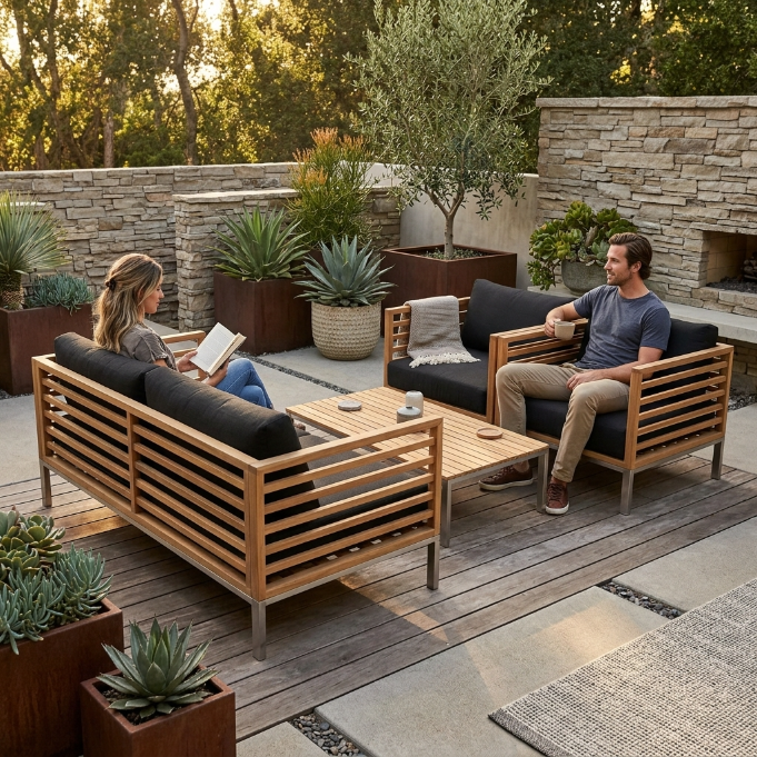 Holz Lounge Cambridge für den Outdoor-Garten mit modernen Sitzmöbeln