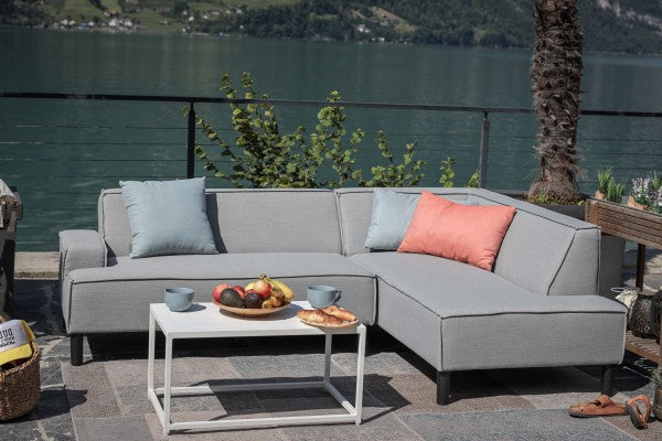 Leano Gartenlounge wetterfest in grau für Outdoor mit Kissen in verschiedenen Farben