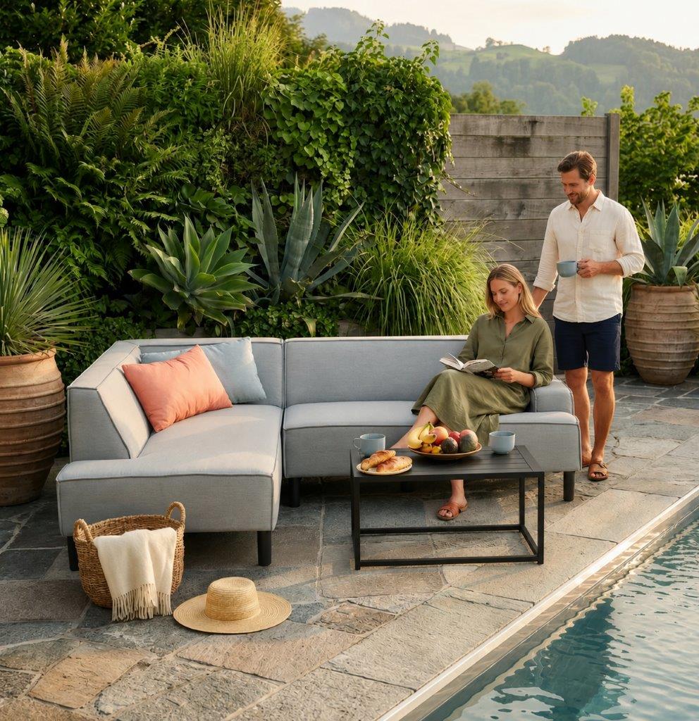 Leano Gartenlounge wetterfest grau