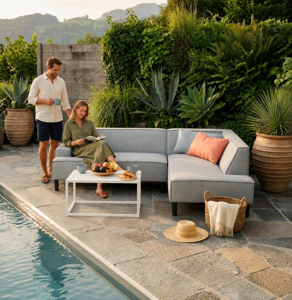 Leano Gartenlounge wetterfest grau