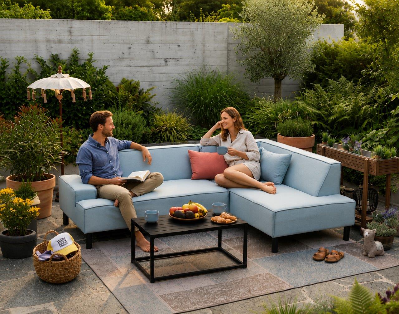 Leano Gartenlounge wetterfest smoky blue