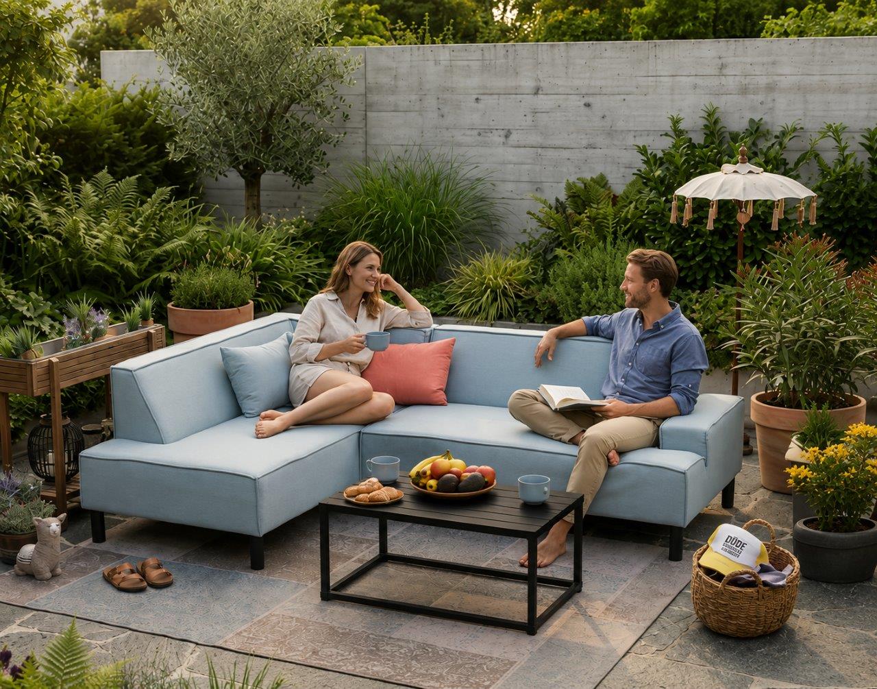 Leano Gartenlounge wetterfest smoky blue
