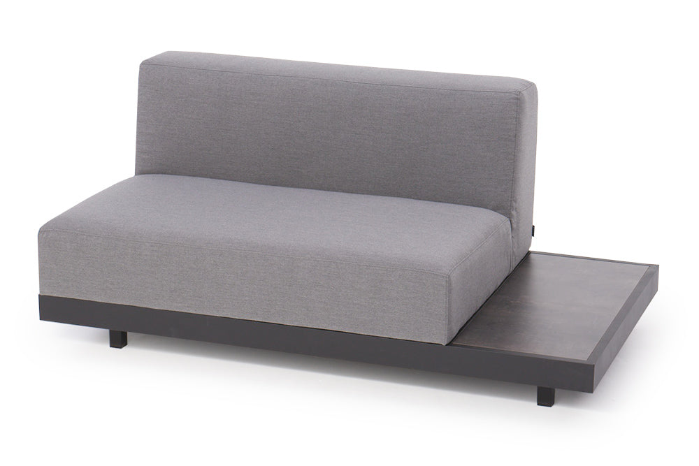 Garten Lounge Miranda aus wetterfestem grau Outdoor Stoff mit seitlichem Tisch