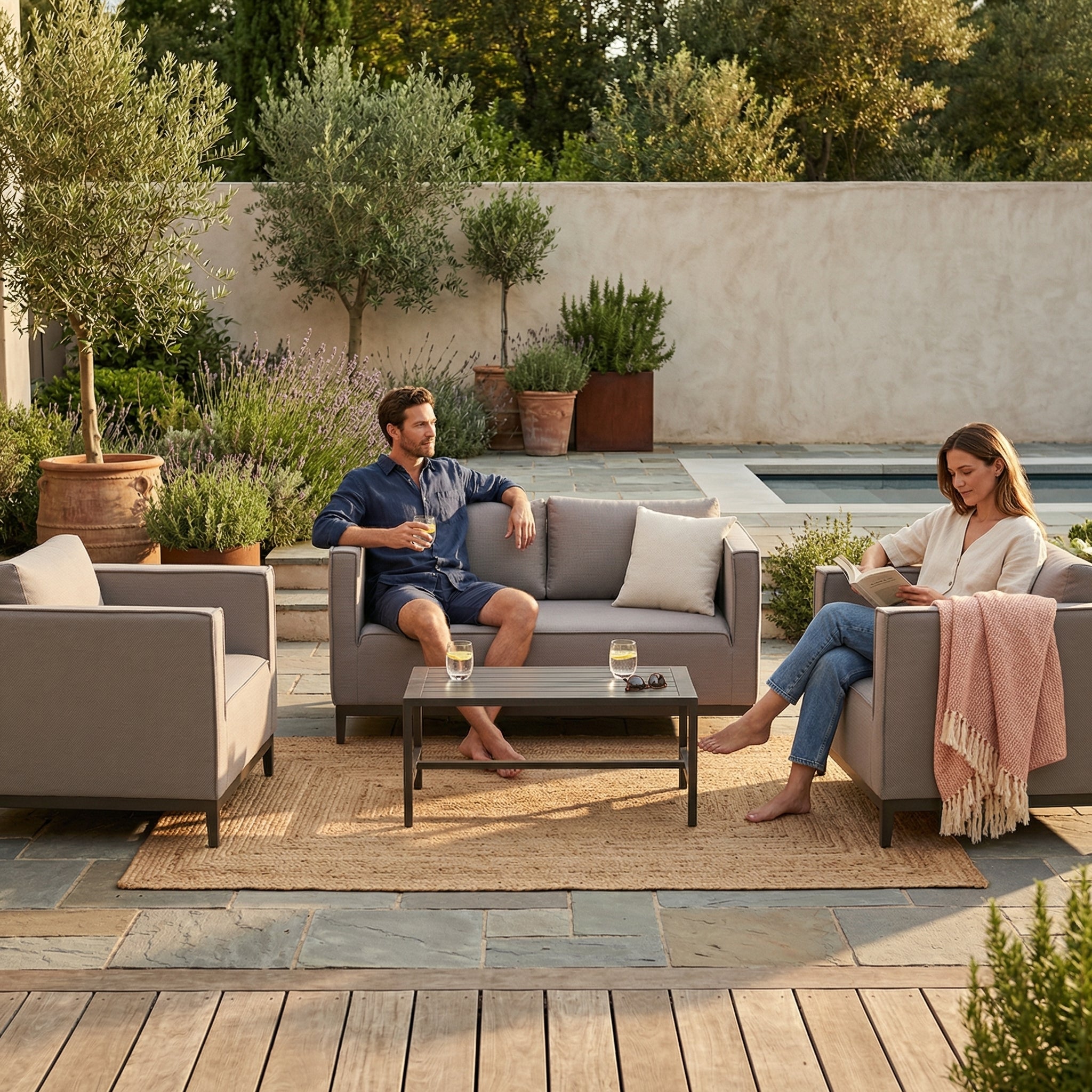 Mambo Gartenlounge Set grau wetterfest