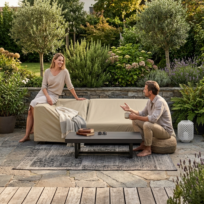 Miranda Lounge Regenschutz Ablage links in Outdoor-Design für den Garten