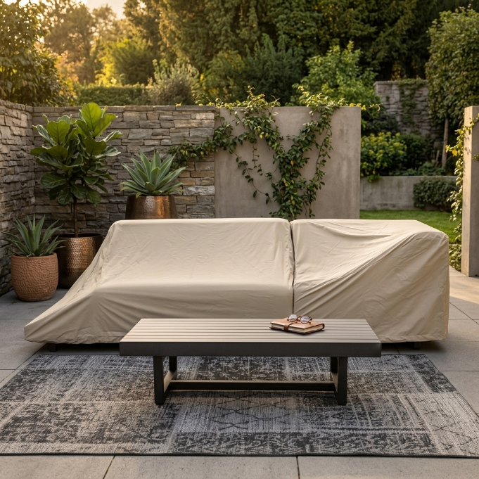 Miranda Lounge Regenschutz Ablage rechts für Outdoor-Gartenmöbel in beige