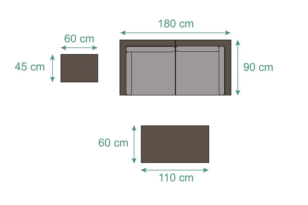 2er Gartenmöbel Sofa Masse