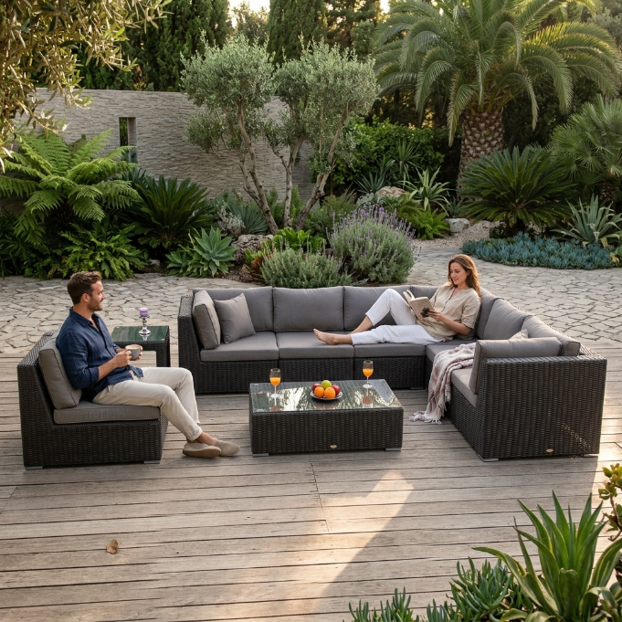 Nottingham rattan lounge brown