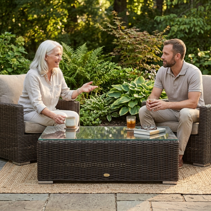 Nottingham Rattan Lounge Glasplatte für Bank und Outdoor Gartenlounge