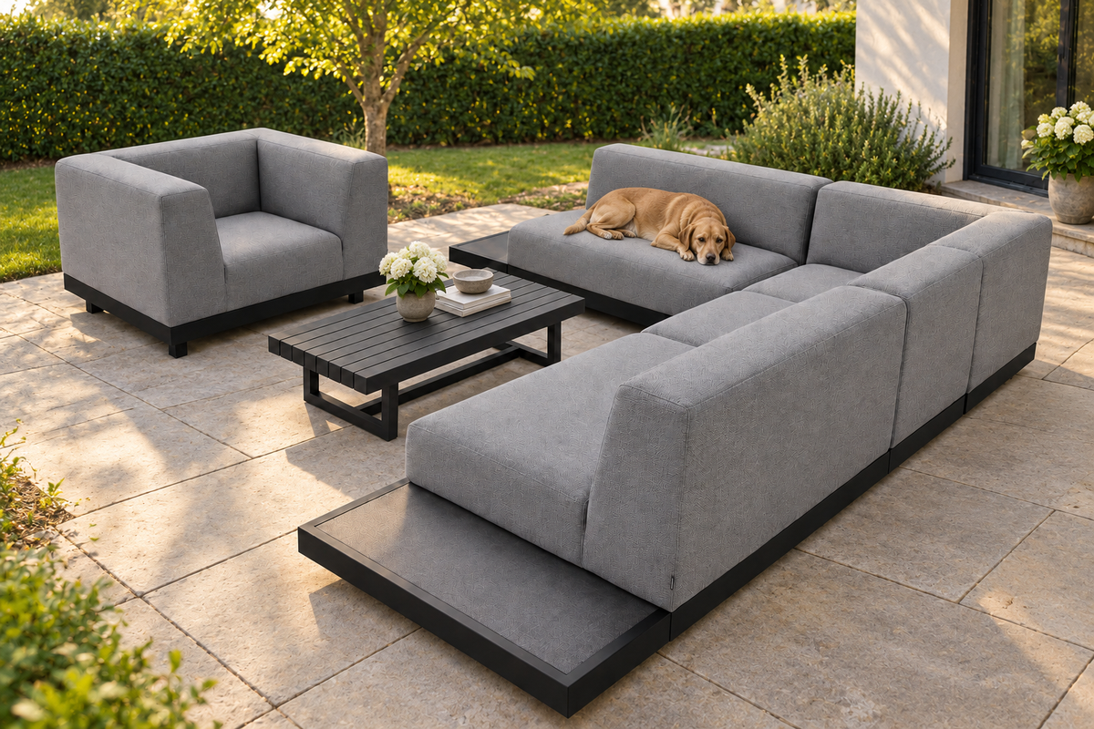 Modern outdoor lounge Samu weatherproof seat cushion gray