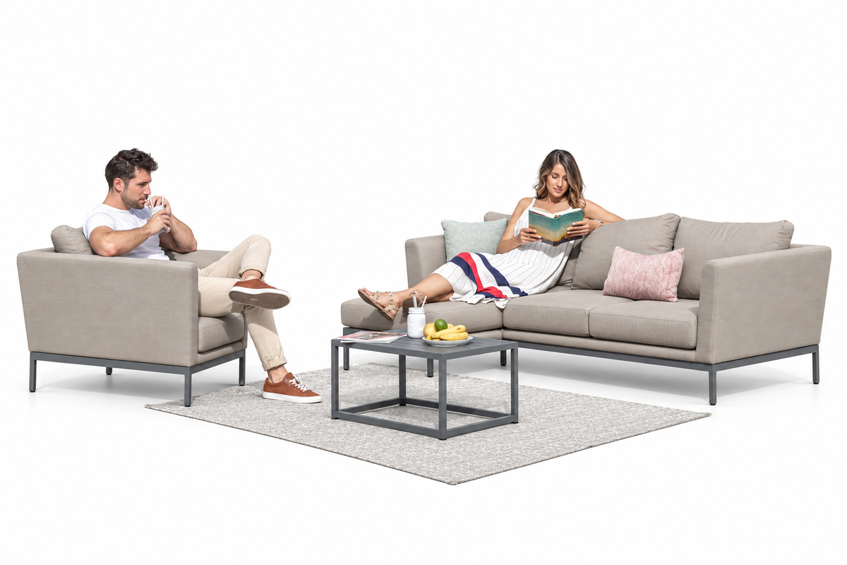 Gartenlounge Lova rechts mit 1x Sessel sandbraun