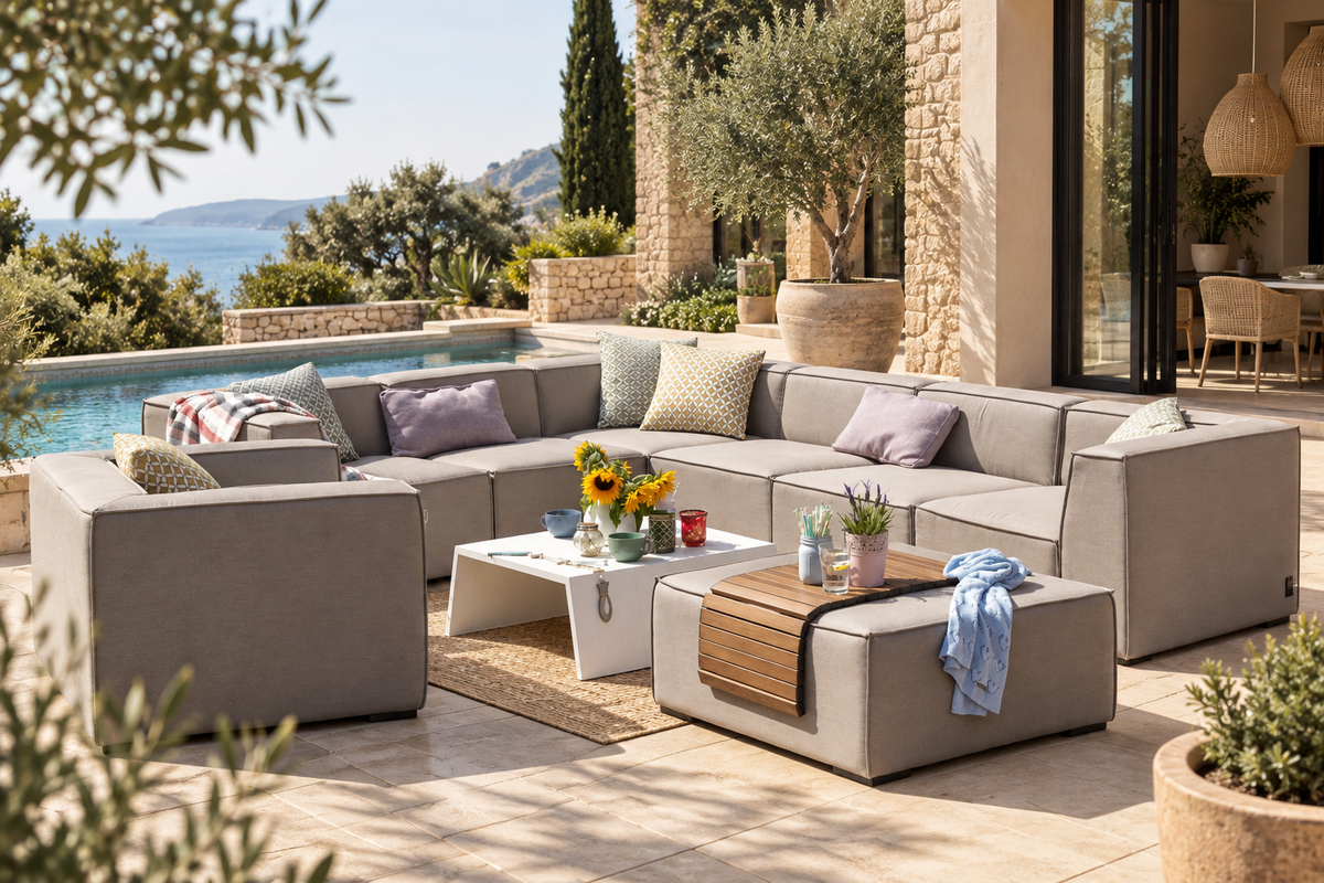 Sunbrella Lounge Amy mit Sessel sandbraun