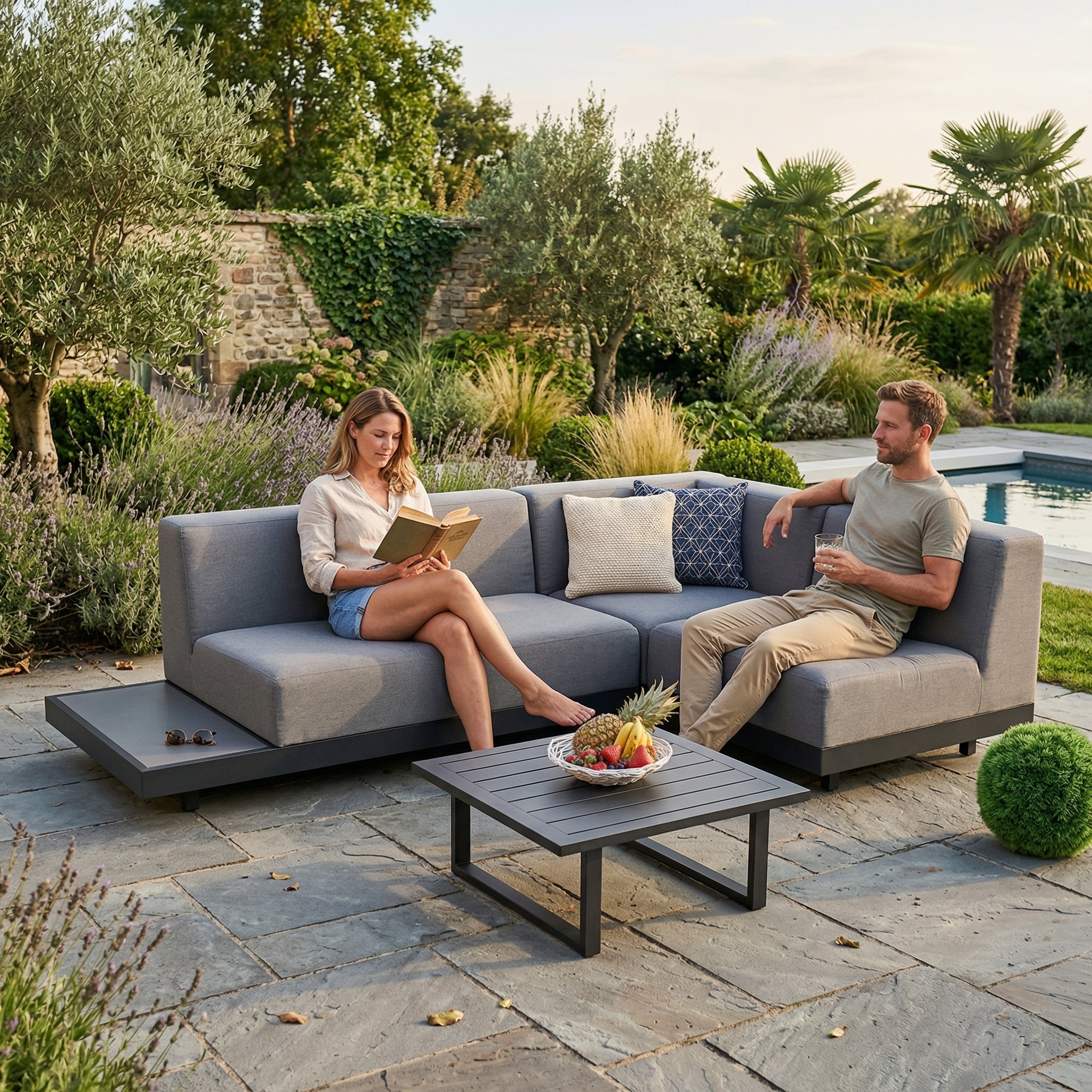 Outdoor Lounge Yantra wetterfeste Outdoormöbel in grau für den Garten