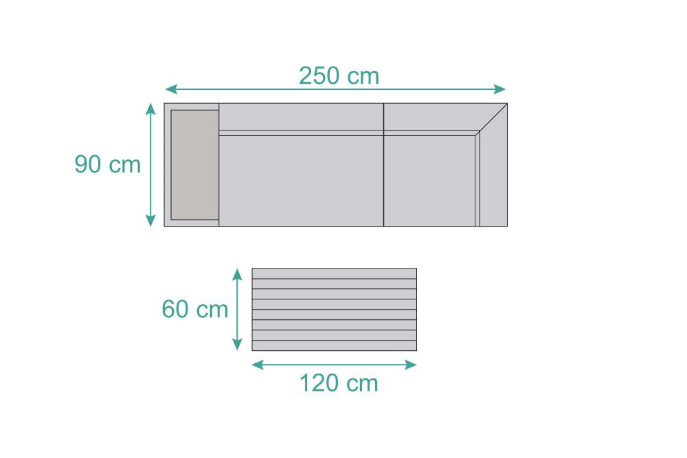 Garten Lounge Miranda aus wetterfestem Outdoor Stoff in grau mit rechteckiger Form