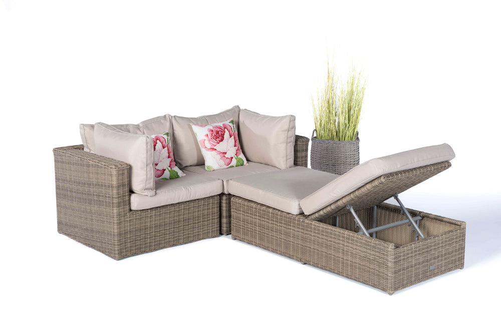 Gartenmöbel Rattan Lounge Ola natural round - verstellbare Liege
