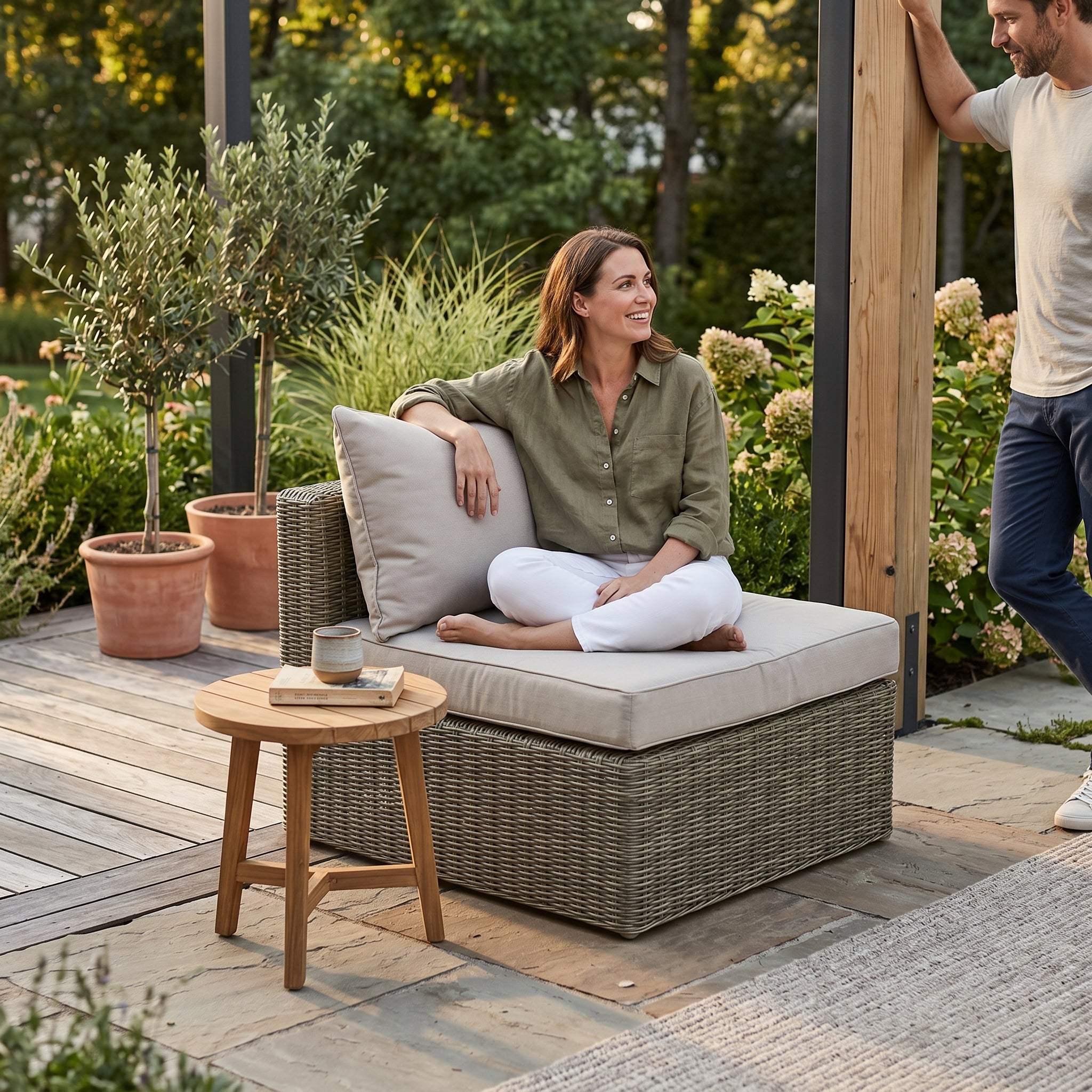 Princeton Rattan Lounge Special mit Polster in natürlichem Design für den Outdoor-Garten