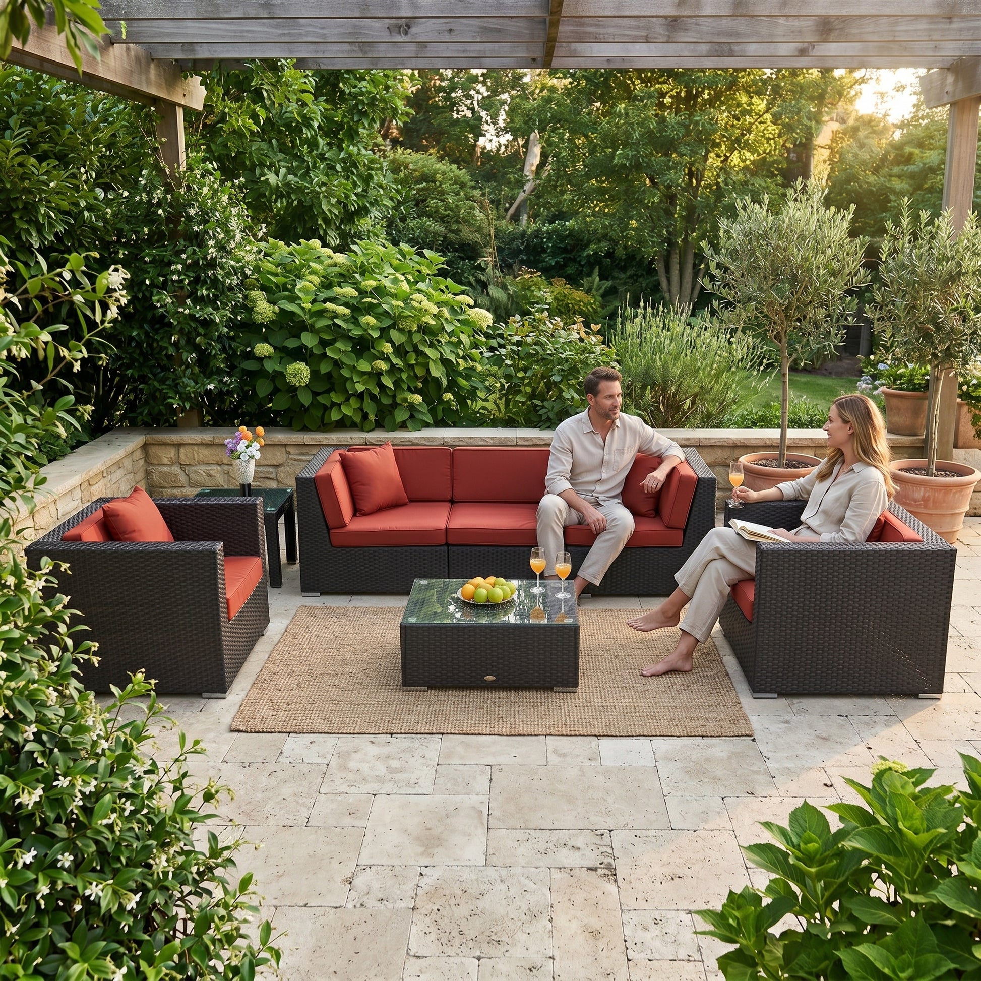 ÜBERZUGSET orange für Rattan Lounge Oxford im Outdoor Gartenbereich