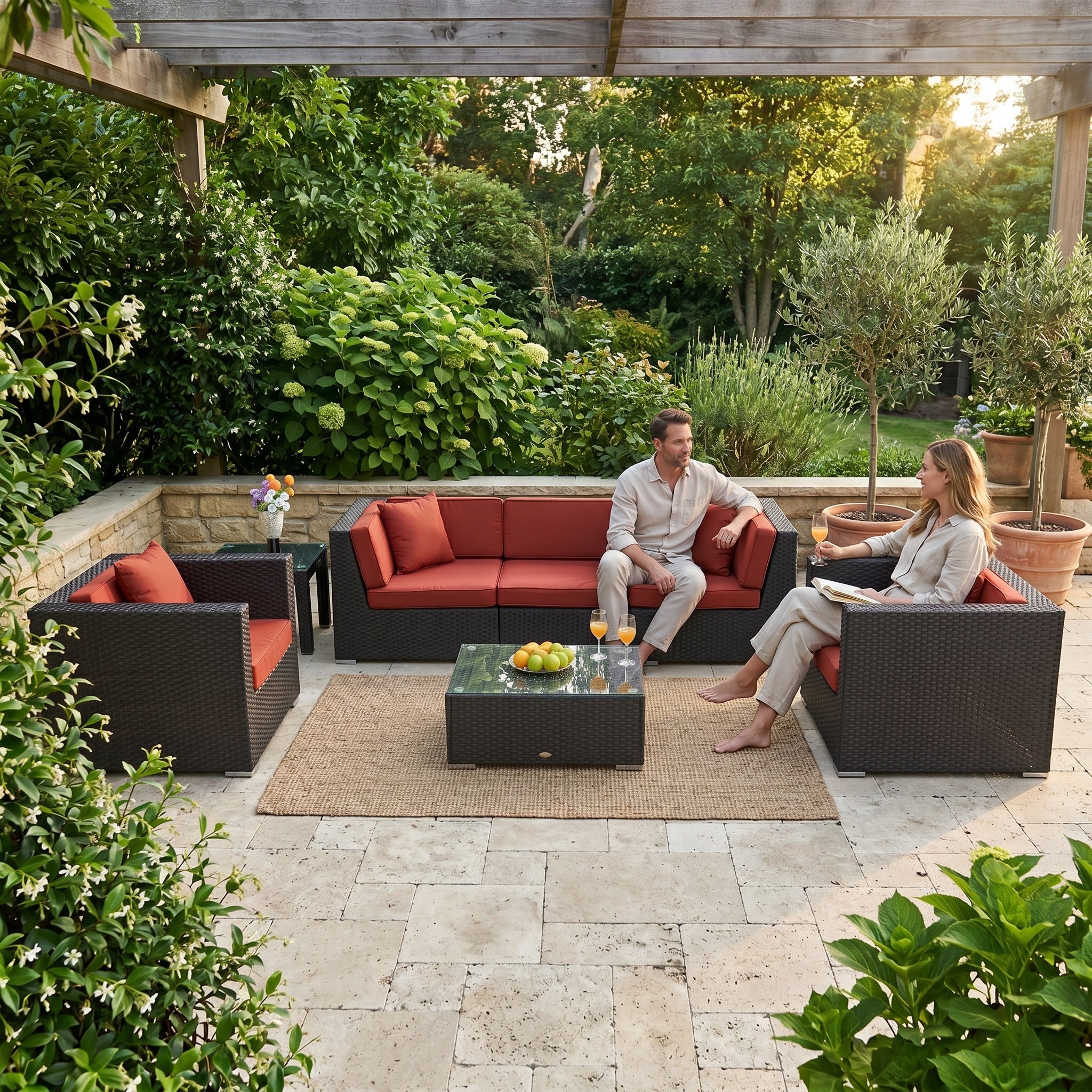 ÜBERZUGSET orange für Rattan Lounge Oxford im Outdoor Gartenbereich