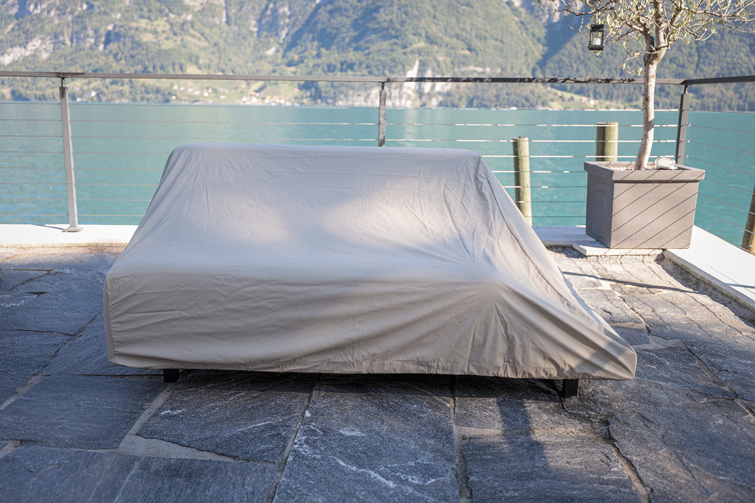 Miranda Lounge Regenschutz Ablage links für Outdoor Möbel in beige