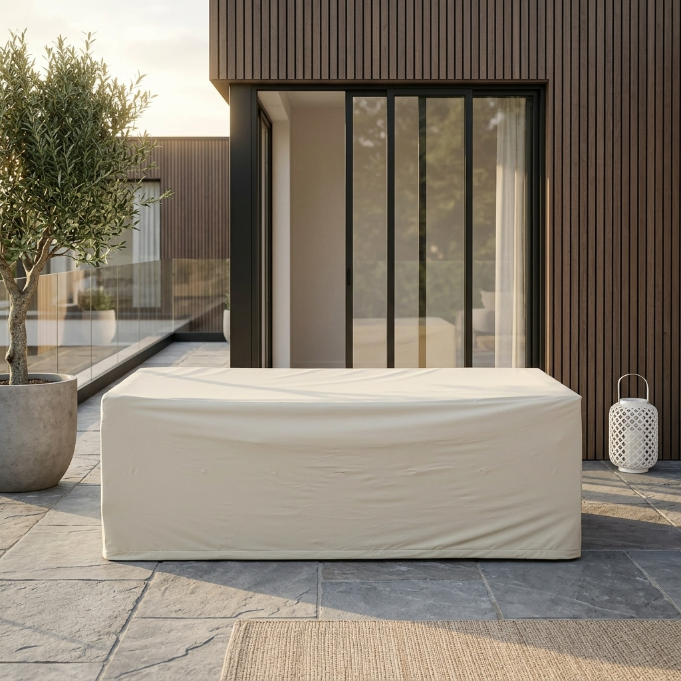 Beige Seven 2-Sitzer Regenschutz für Outdoor-Gartenmöbel auf Terrasse