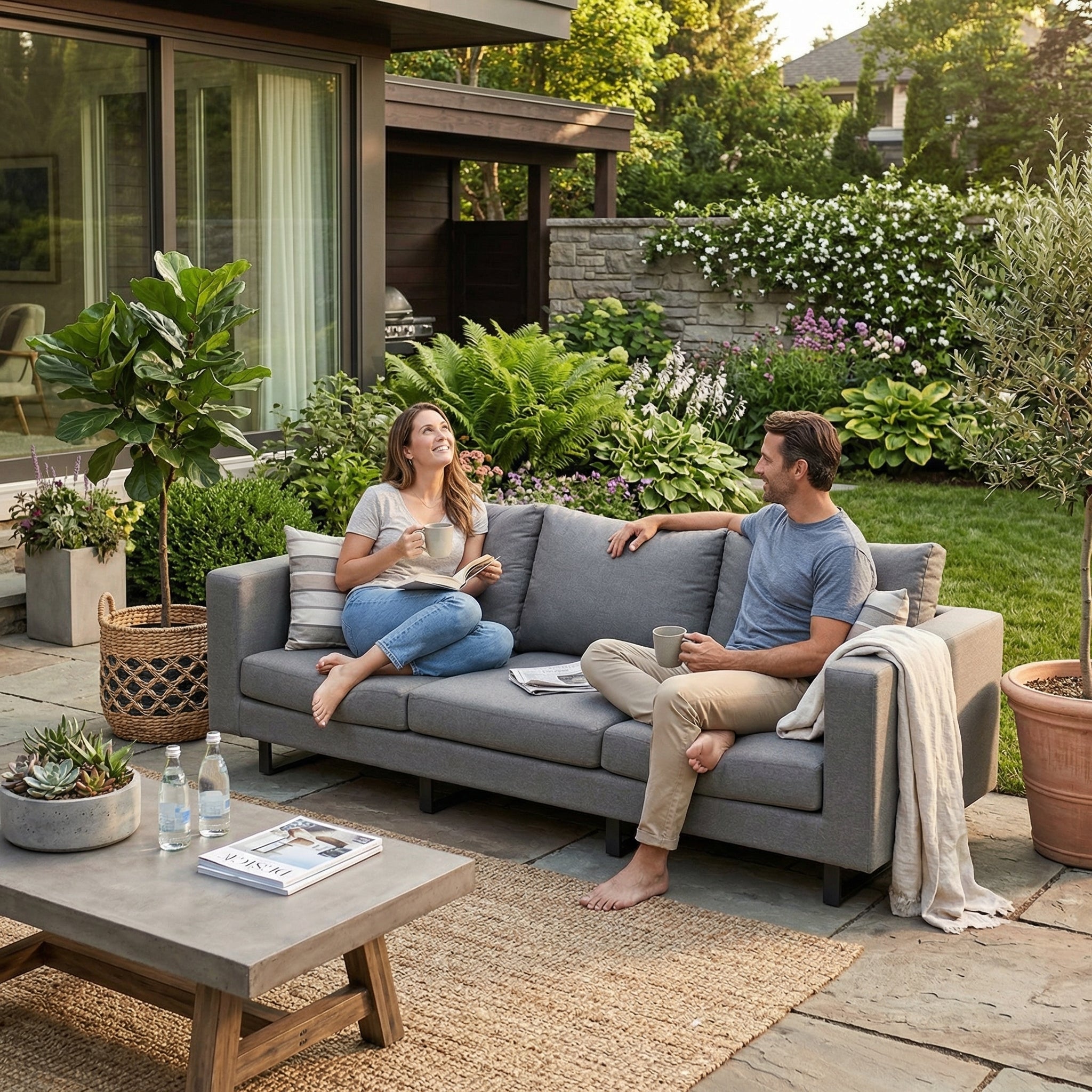 Seven 3-Sitzer Sofa Allwetter grau