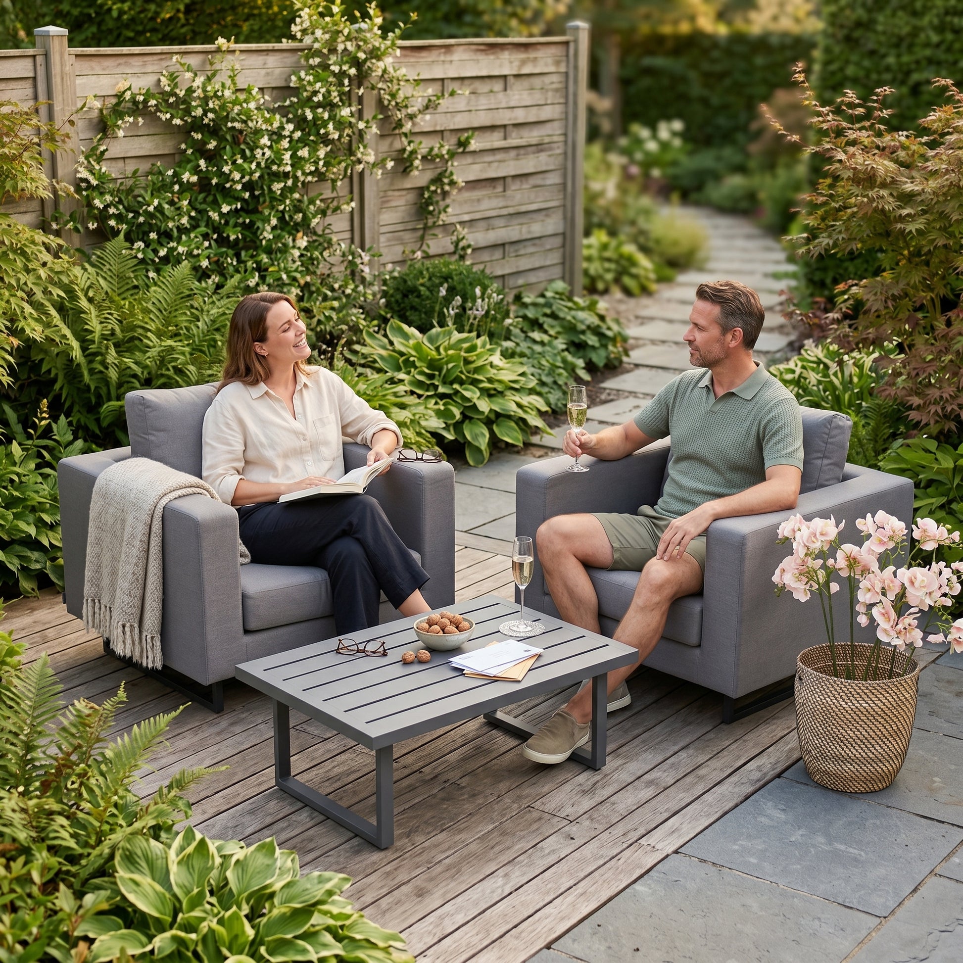 Sitzlounge Outdoor Kiribati Sessel grau, wetterfest für den Garten