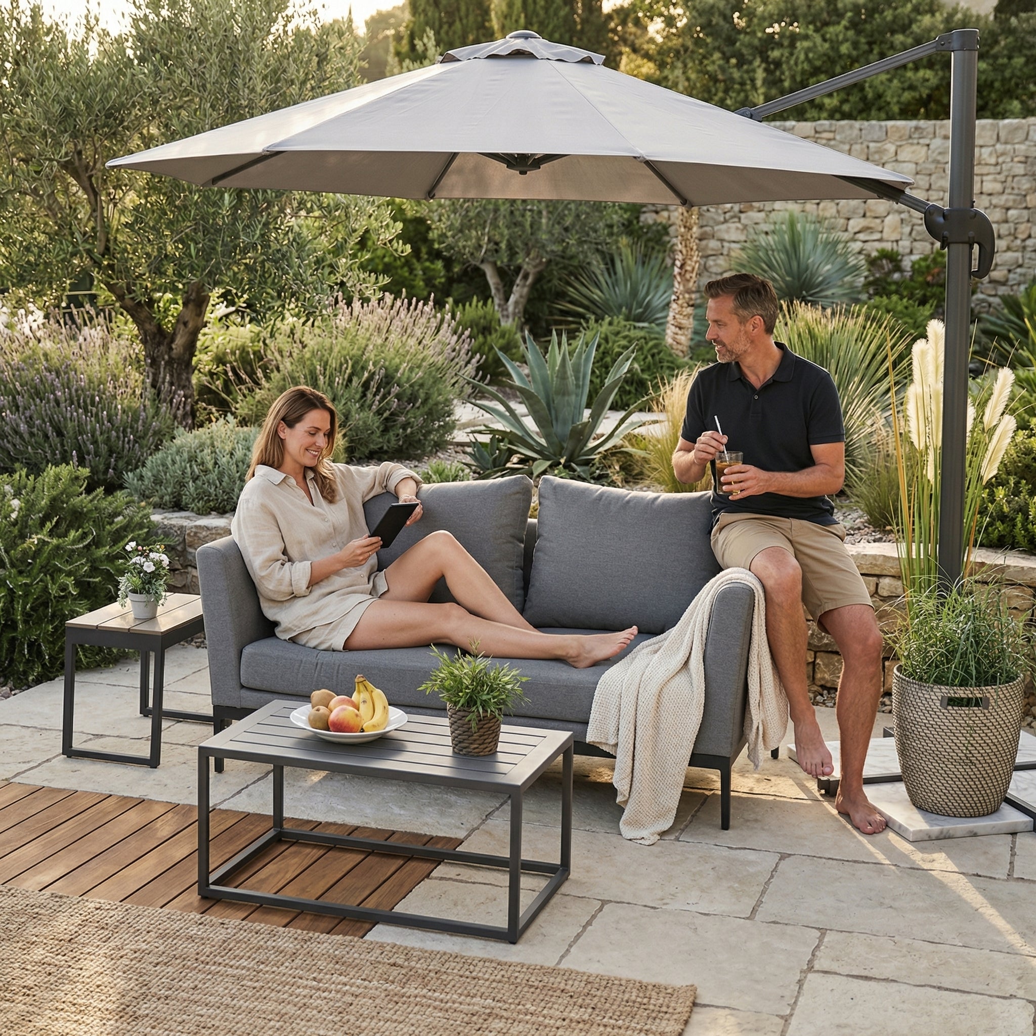 Solaris 2er Sofa grau