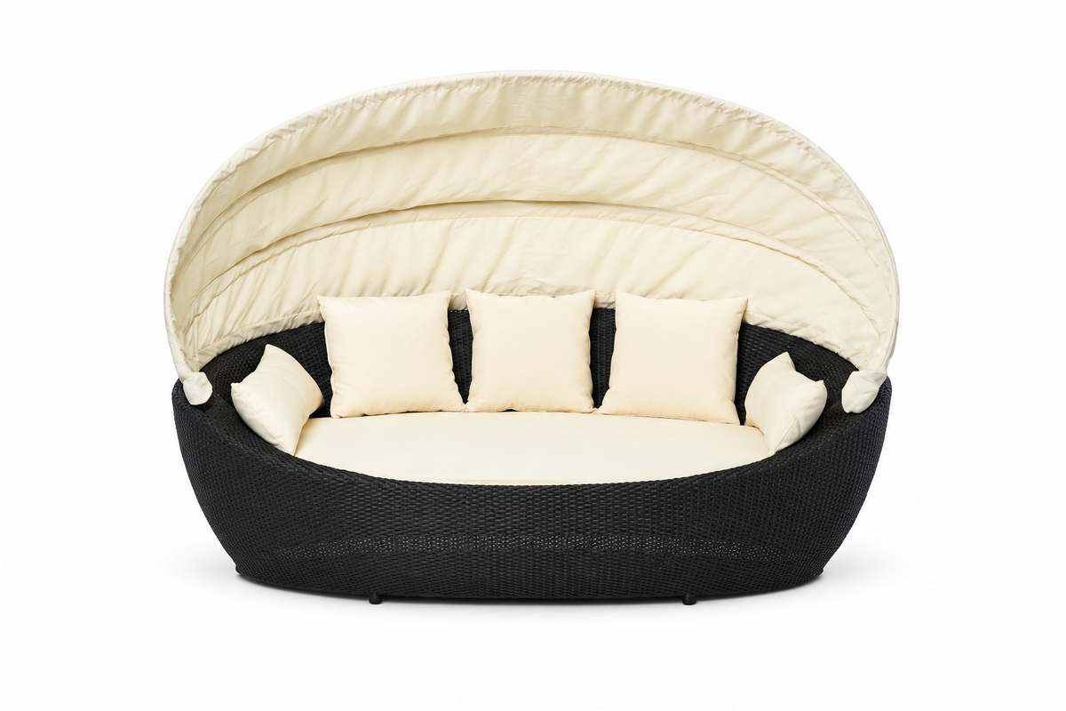 Happy Island rattan lounger black